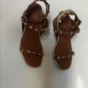 Valentino Brown Espadrille Shoes with Studded Details